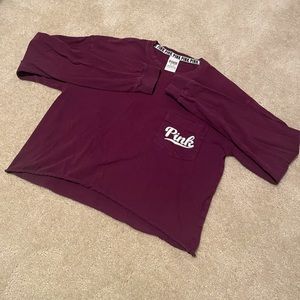 PINK long sleeve cropped shirt with pocket size XS